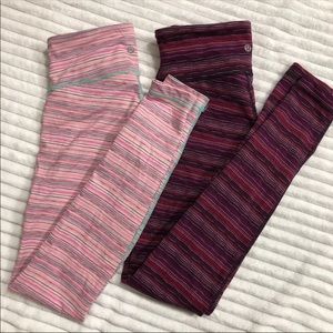 LULULEMON • 2 Wunder Under Cyber Stripe Leggings